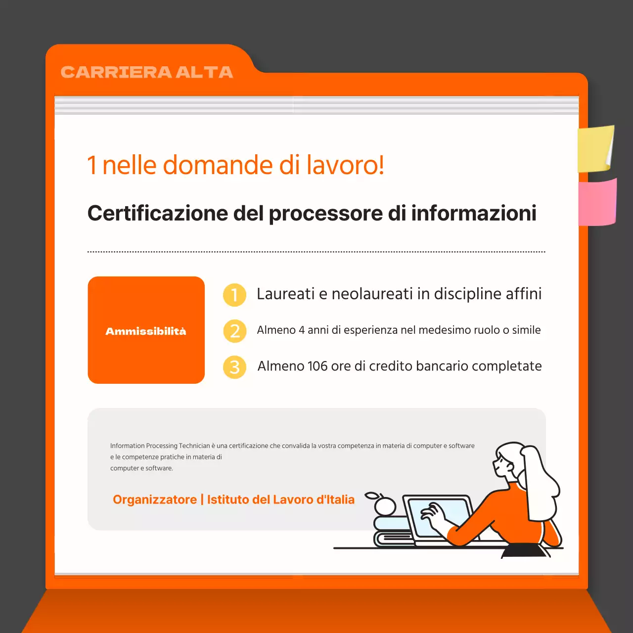 Un semplice annuncio di qualificazione grigio e arancione