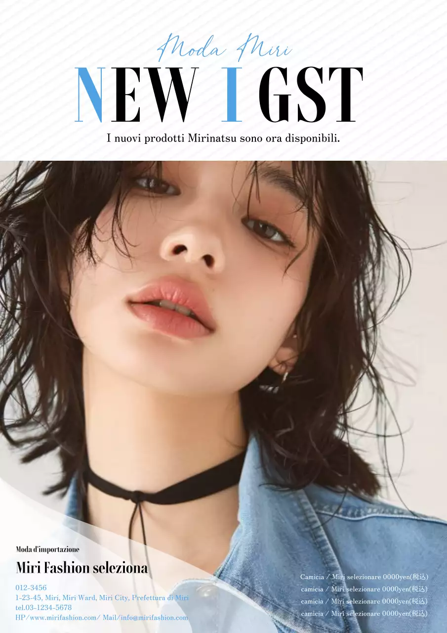 Annuncio di moda elegante e moderno in blu e nero