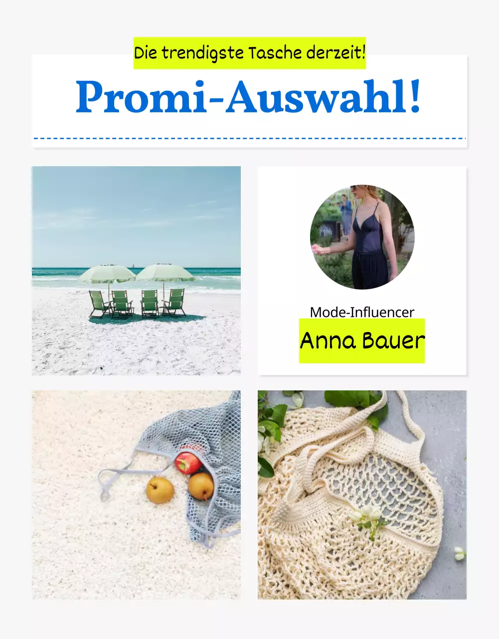 Einfache Sommermode Öko-Tasche in blau erklärt