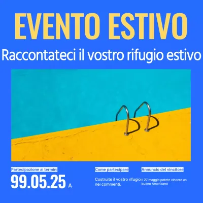 Semplici annunci di eventi estivi in giallo e blu