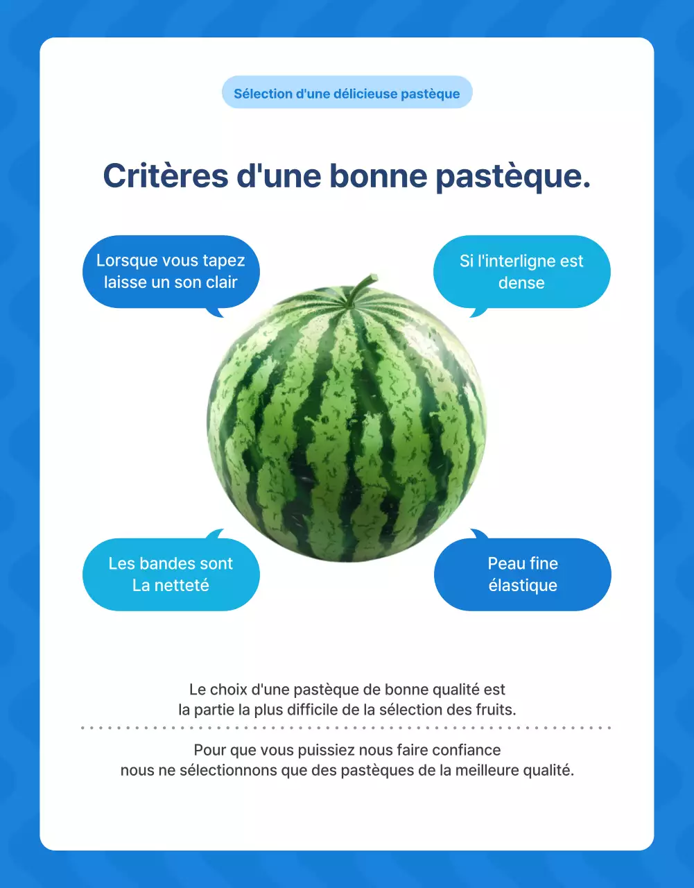 Promouvoir les fruits naturels de saison en bleu et blanc