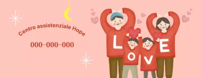 Centro benessere caldo e luminoso con illustrazioni per le famiglie