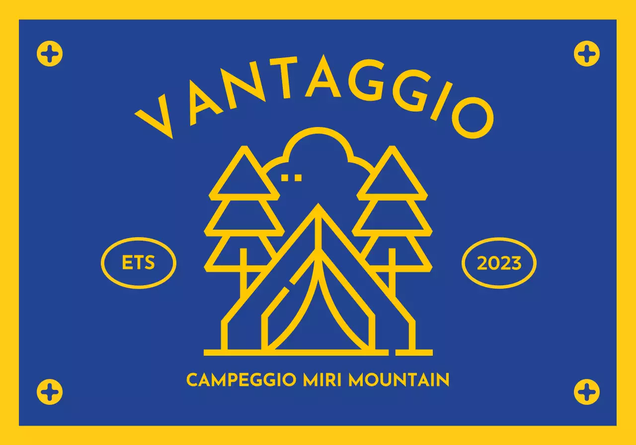 Design con icona del campeggio simile a una bandiera