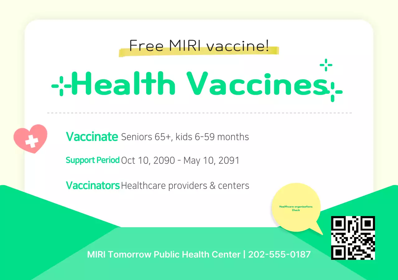 Yellow and green health vaccination notices