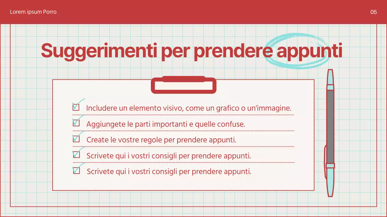 Una guida per prendere semplicemente appunti in azzurro e blu