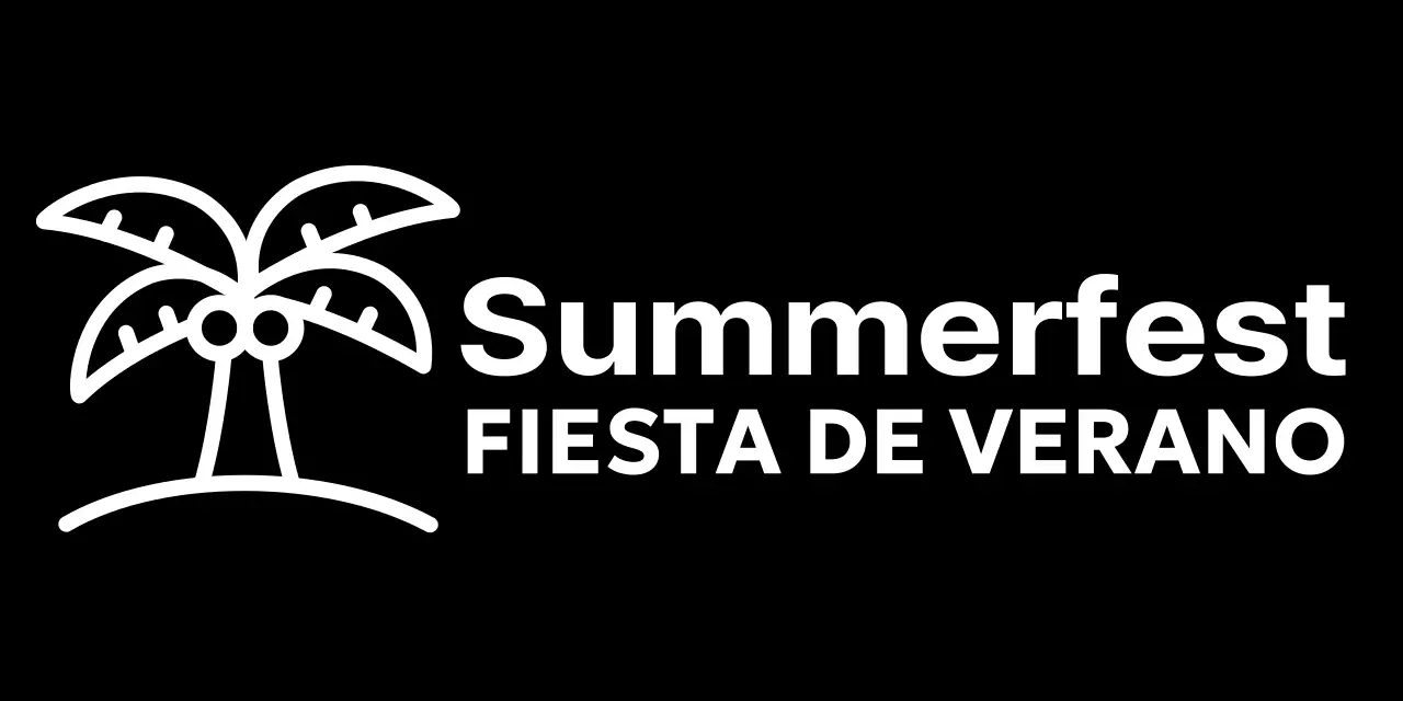 Festival de verano sencillo con ilustraciones de palmeras
