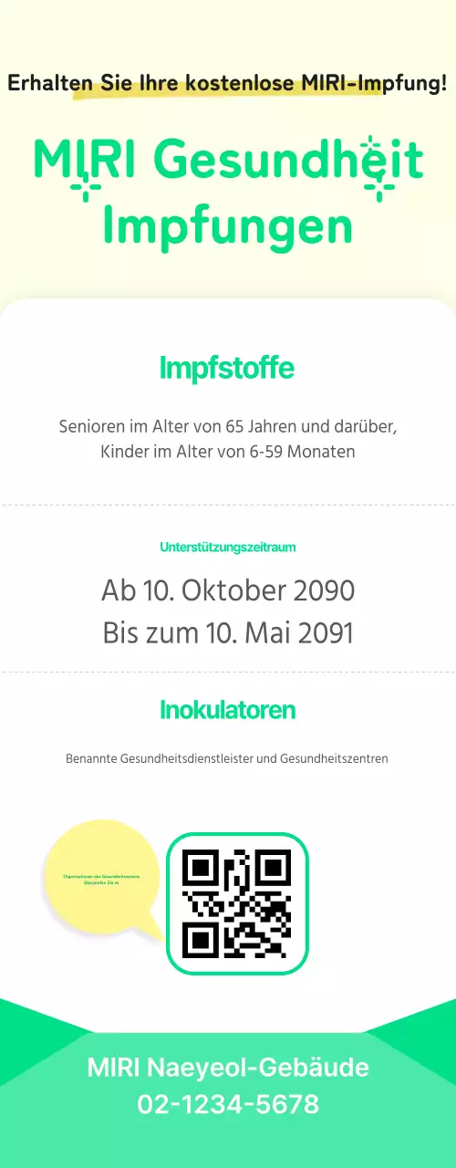 Gelbe und grüne Gesundheitsimpfungsmitteilungen