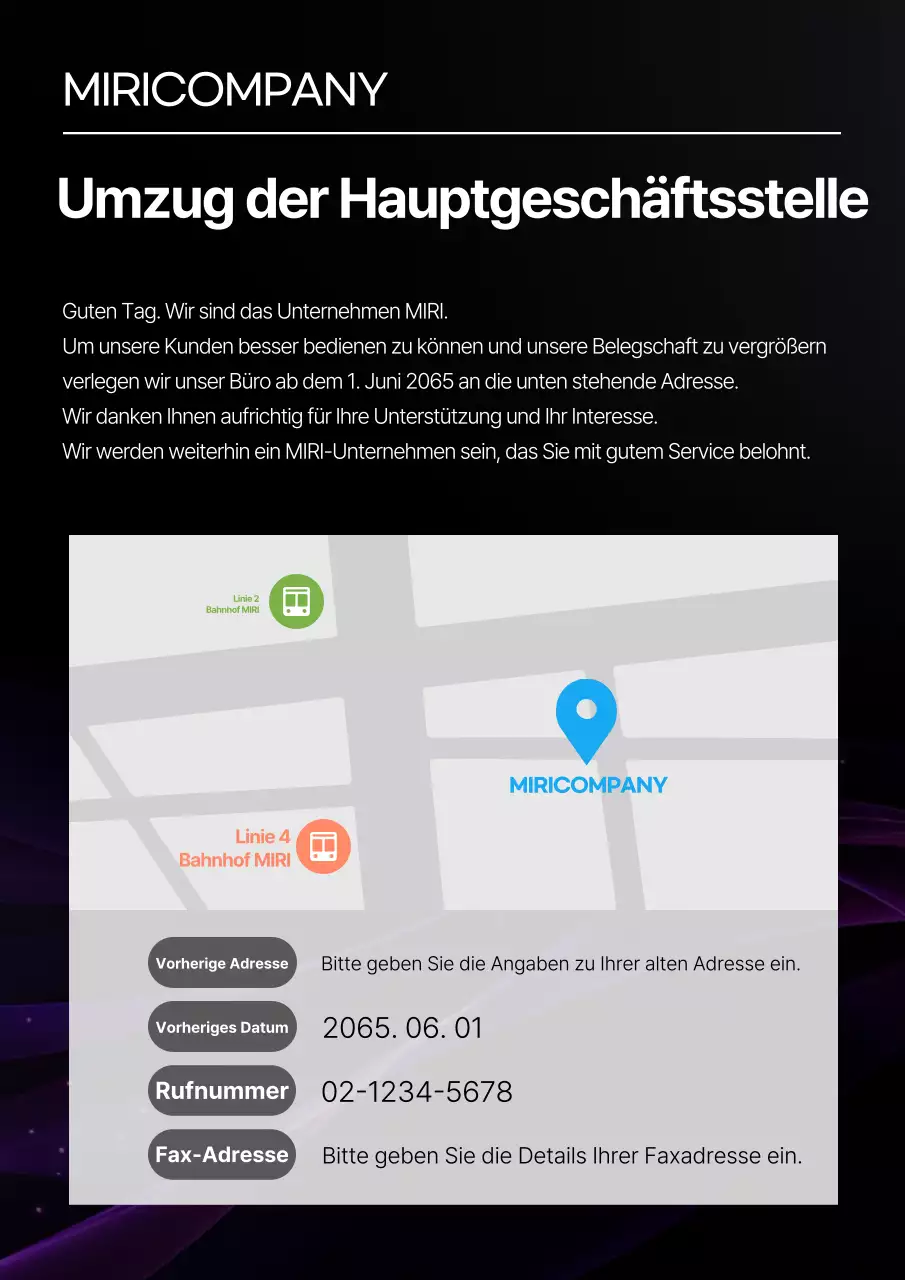 Ein einfacher, schwarz-grauer Leitfaden für den Umzug von Unternehmen