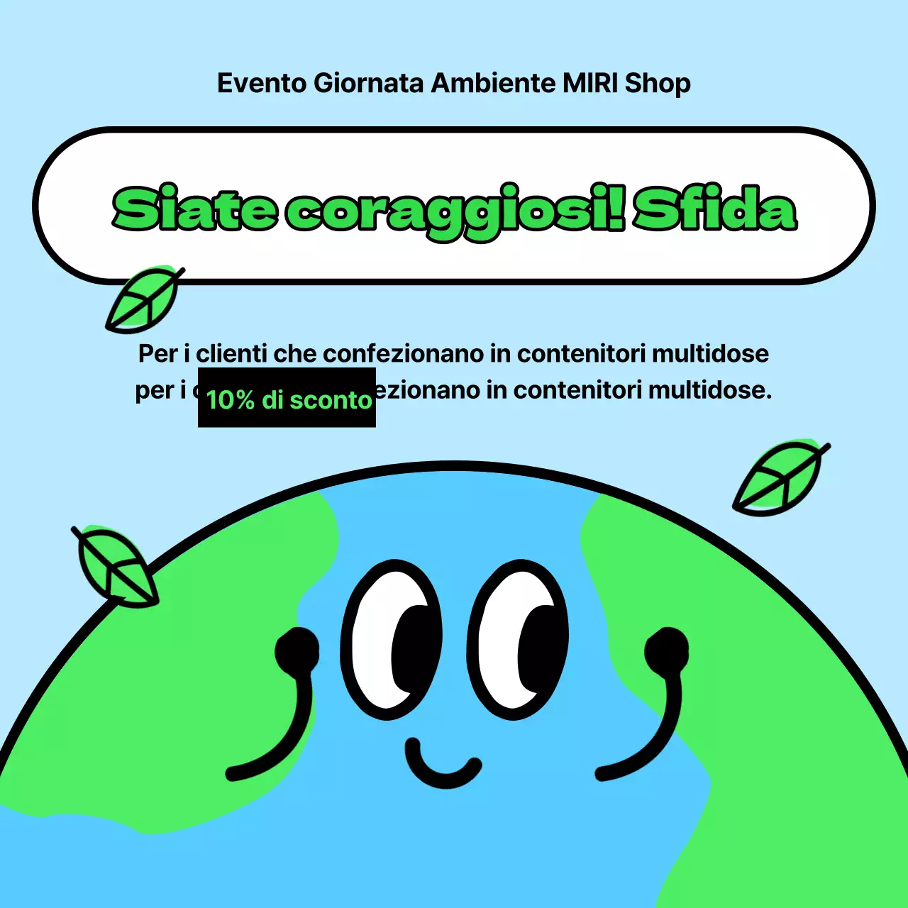 Un volantino kitsch verde e celeste per la Giornata dell'Ambiente