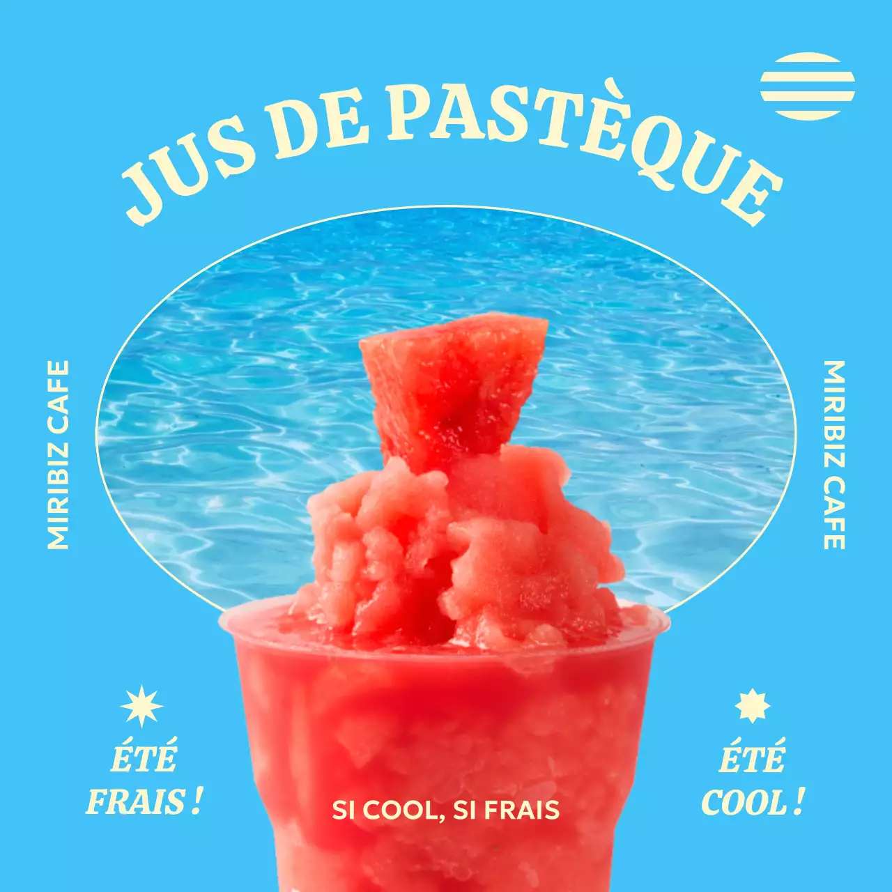 La bannière du jus de pastèque pour rester au frais en été