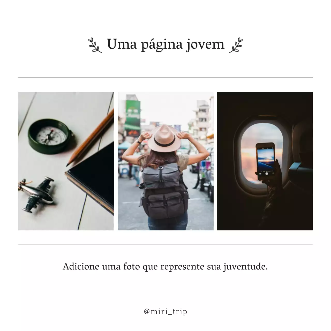 Postagens do álbum do desafio de viagem dos jovens minimalistas a preto e branco