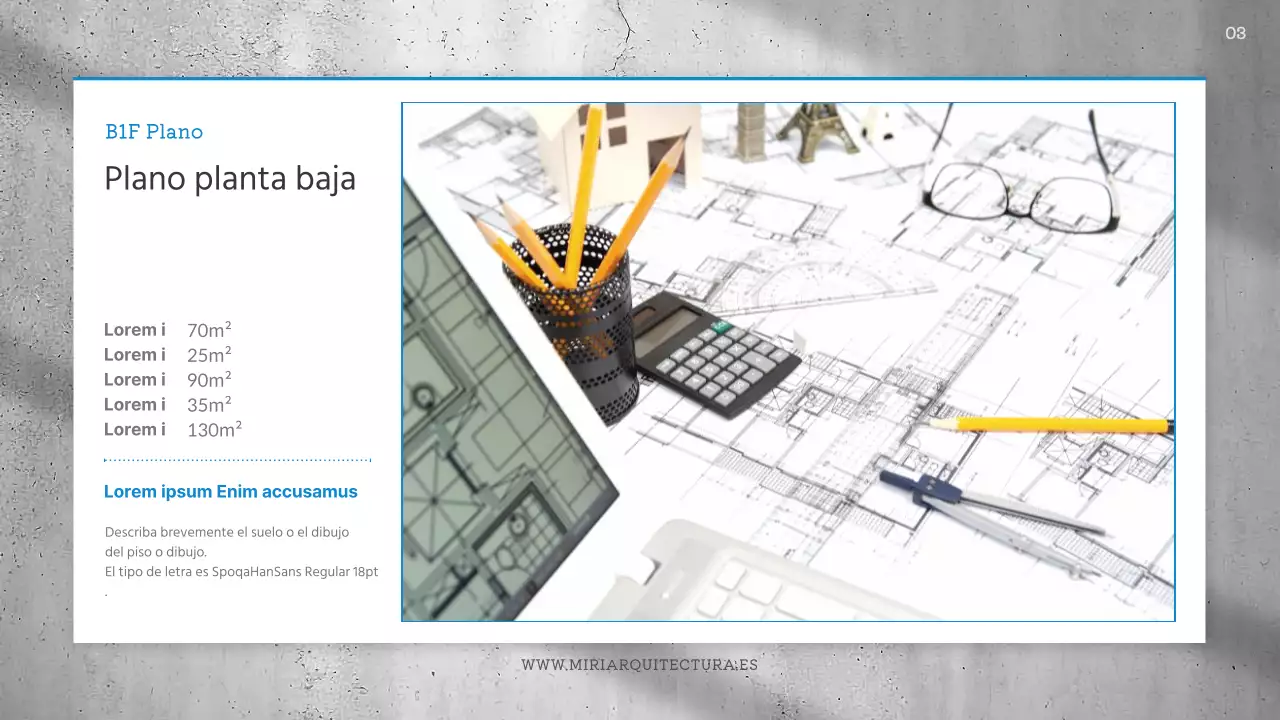 Informe de diseño arquitectónico sencillo en azul y gris