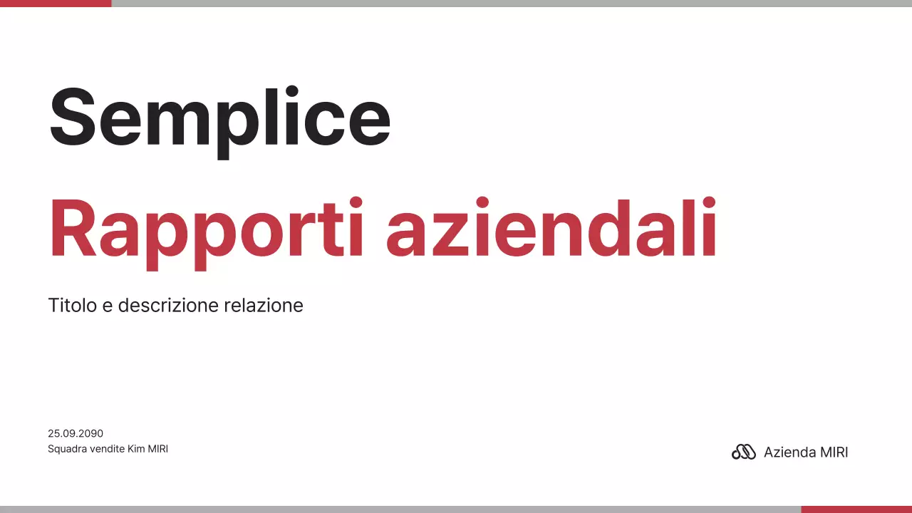 Relazione aziendale minimalista in rosso e bianco