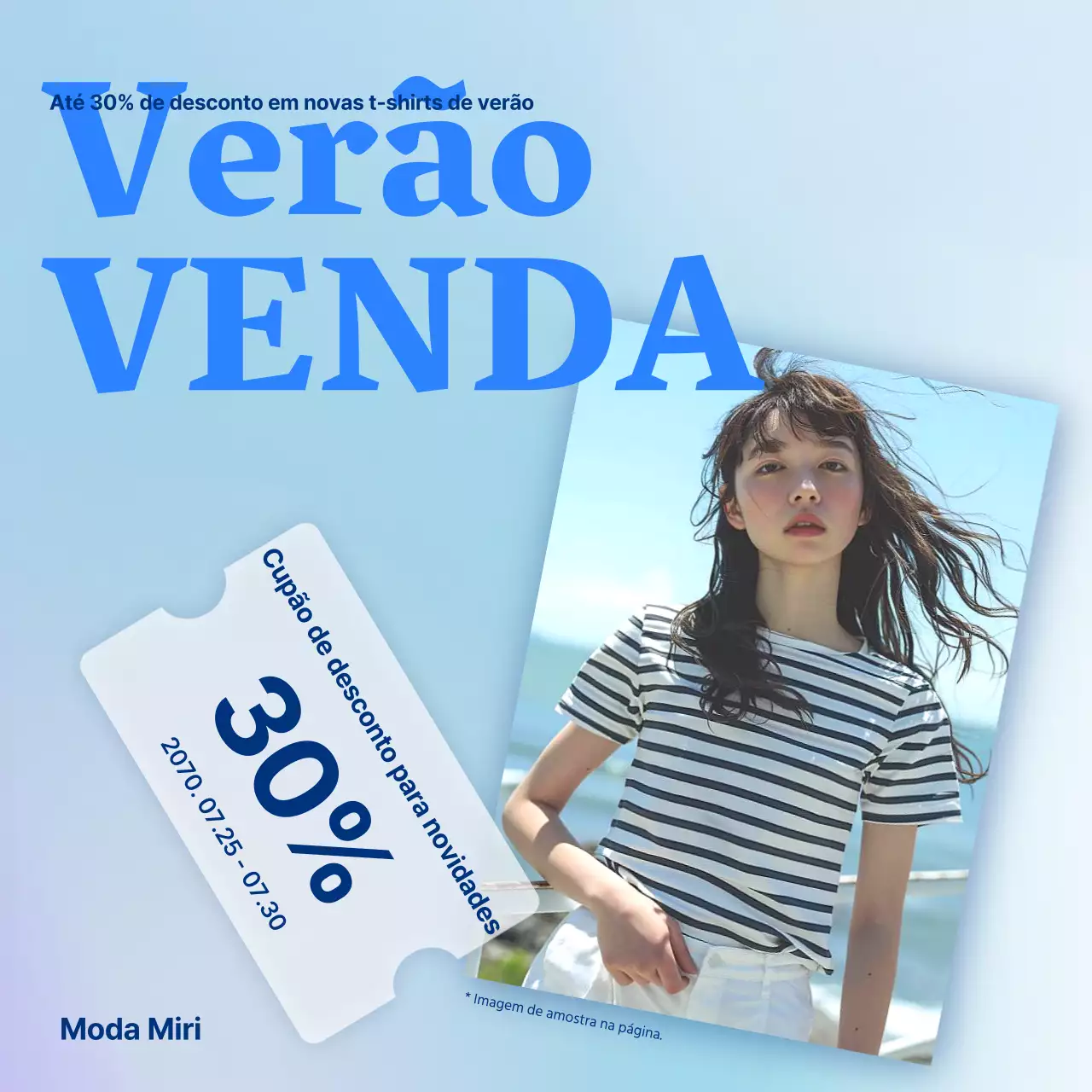 Anúncio kitsch de saldos de verão em azul e azul celeste