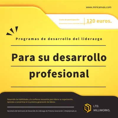 Promover un seminario de desarrollo del liderazgo de moda en amarillo y negro