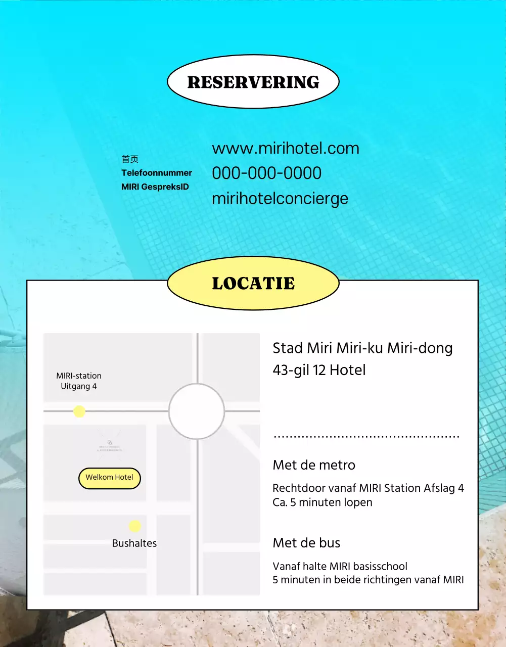 Adverteer hotelaanbiedingen met knallen van geel en lichtblauw