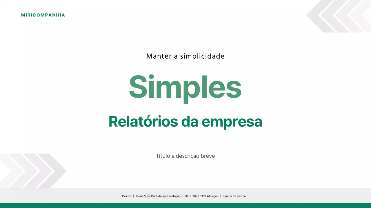 Um simples relatório de empresa a verde