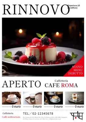 Un semplice annuncio di riapertura di un caffè bianco