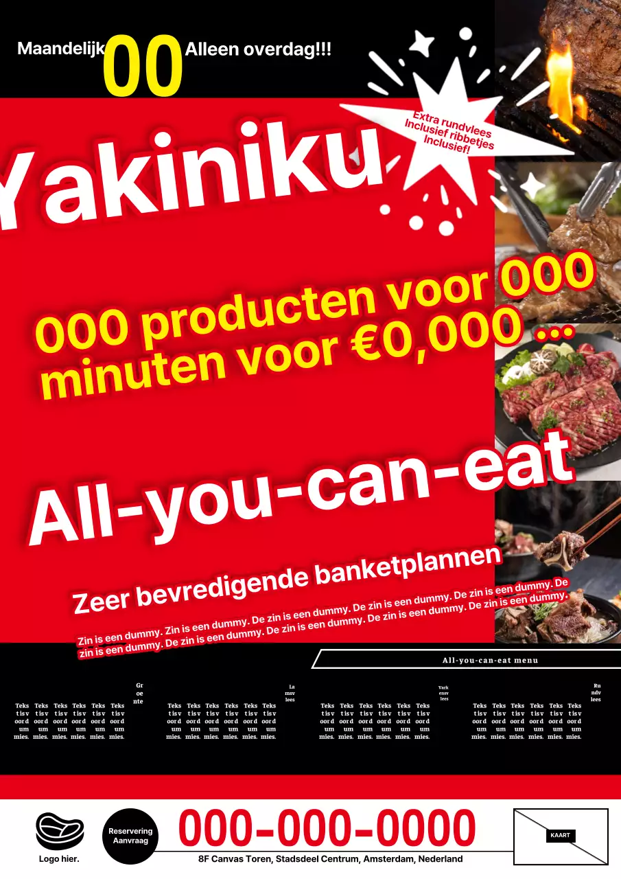 Rood-zwarte Don Quichot-stijl voor zoveel mogelijk gegrild vlees.