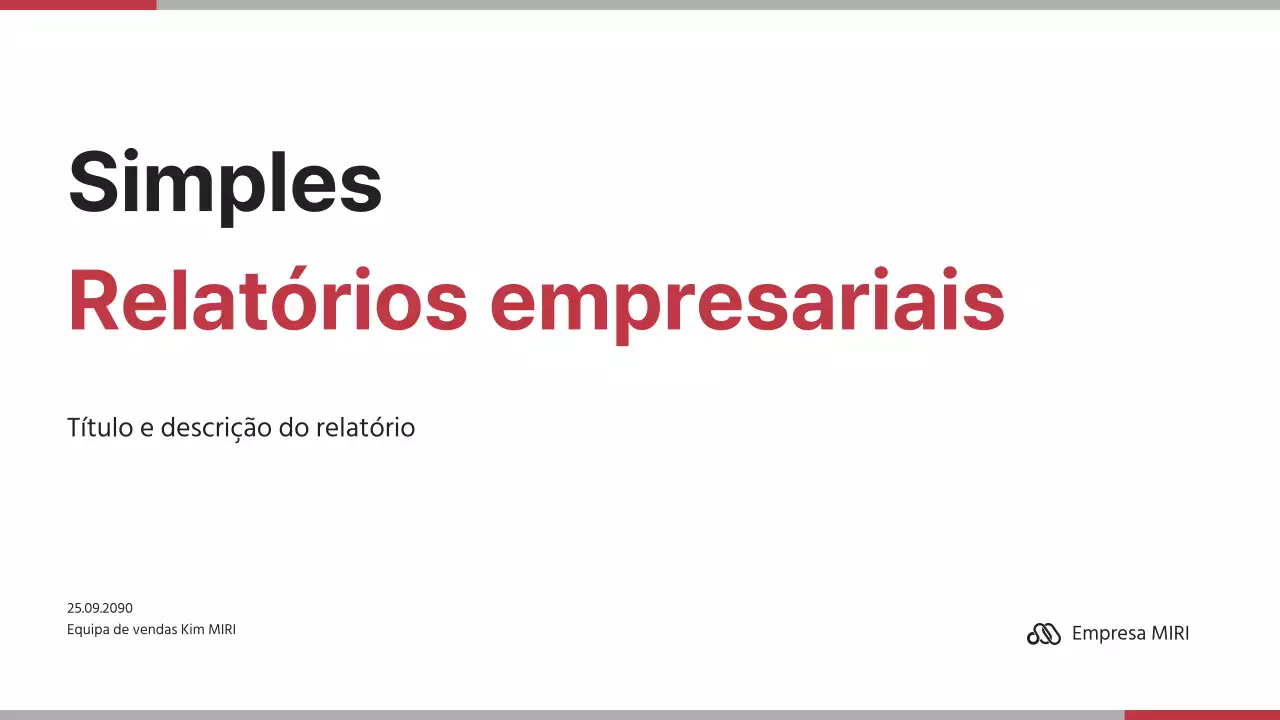 Relatório de empresa minimalista em vermelho e branco