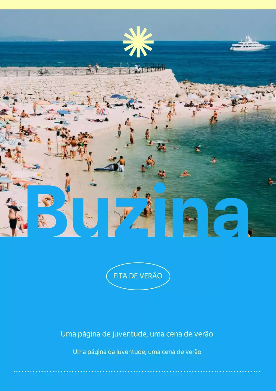 Posto de praia de verão inspirado na natureza em amarelo e azul claro
