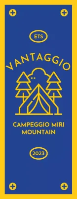Design con icona del campeggio simile a una bandiera