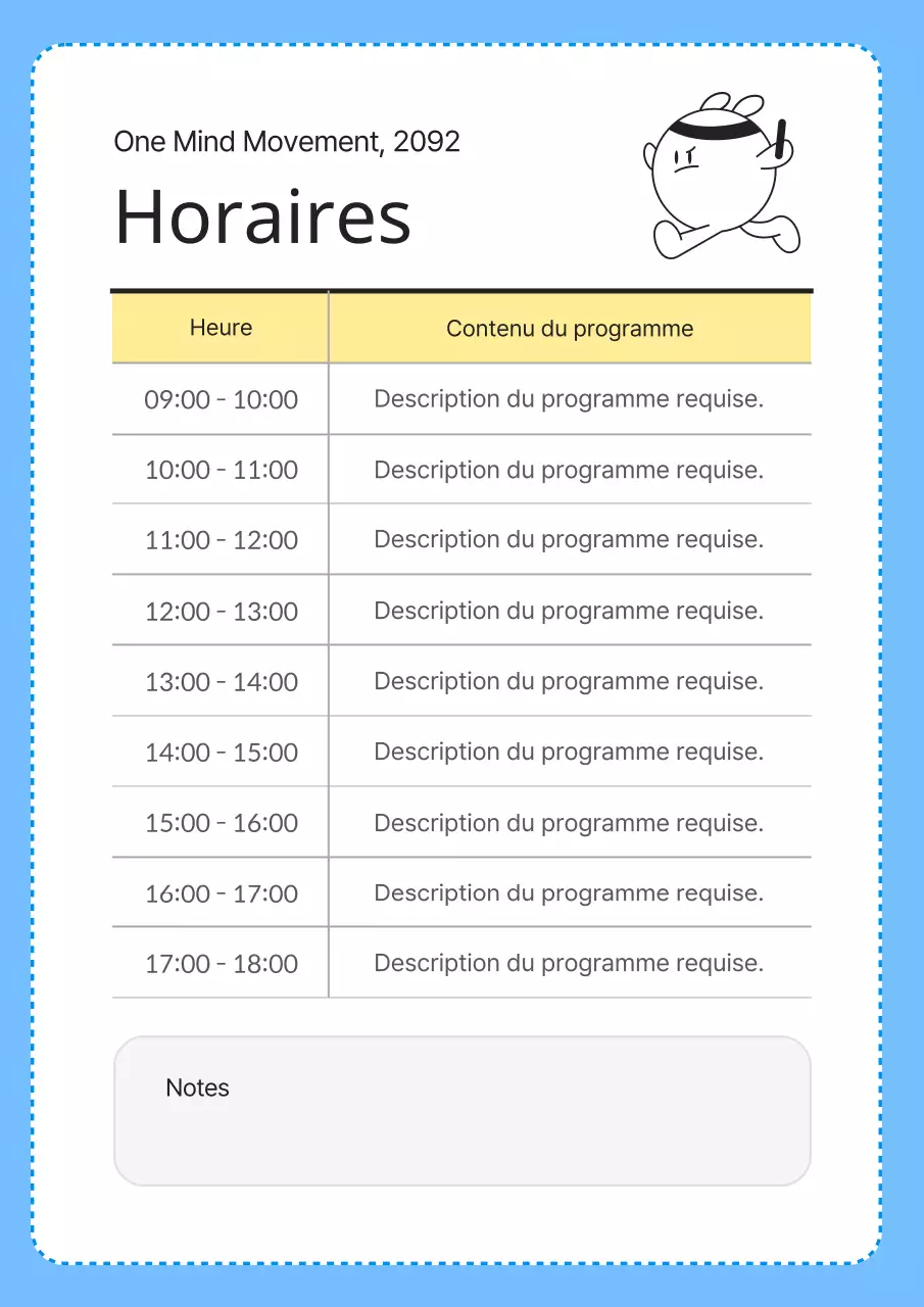 Guide de la journée sportive jaune et bleue