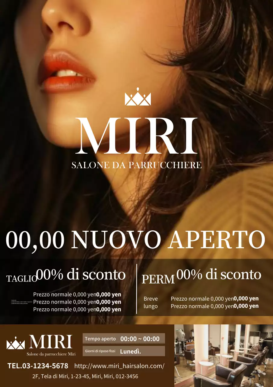 Pubblicità per parrucchieri semplice ed elegante in marrone