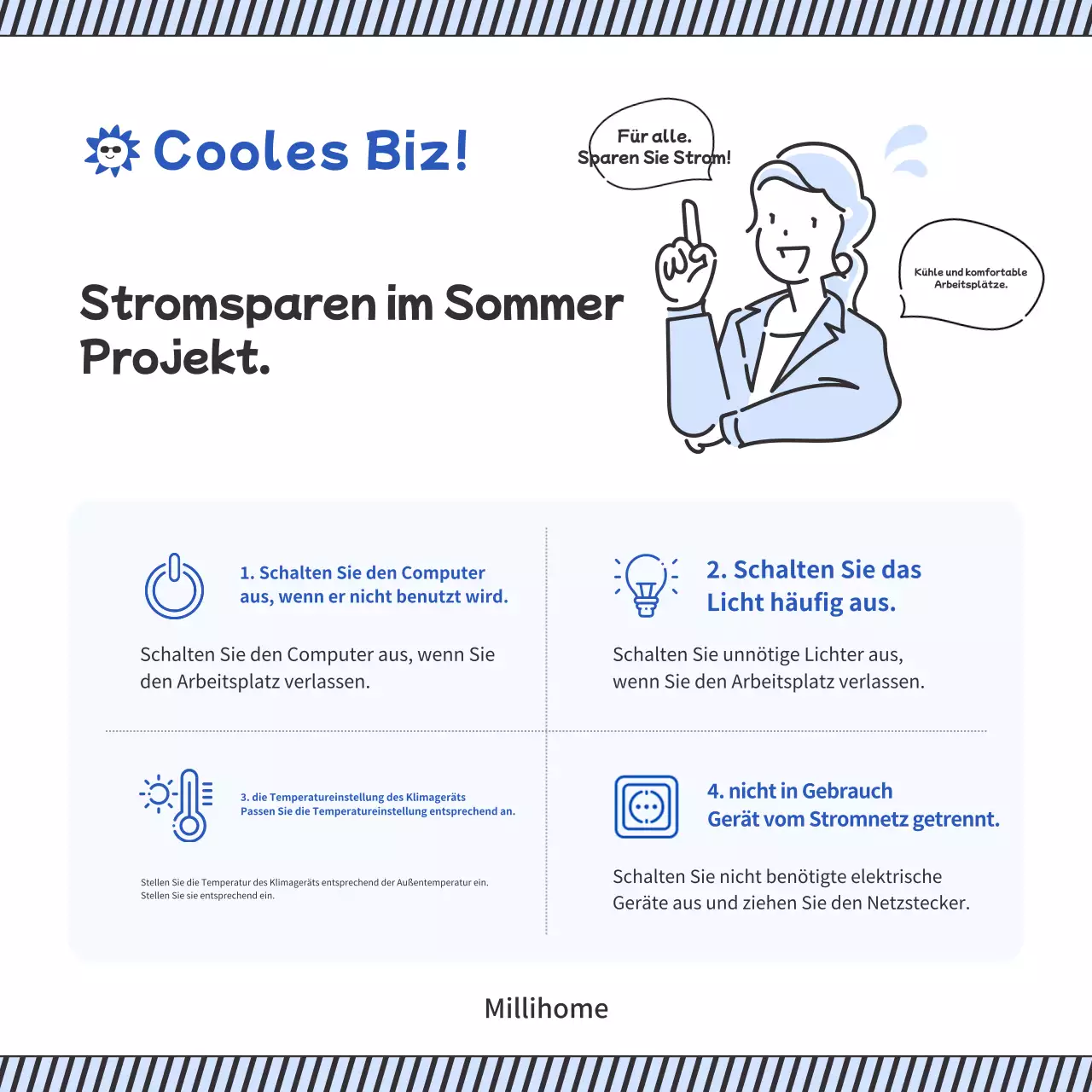 Einfaches weißes und blaues stromsparendes kollaboratives Schreiben