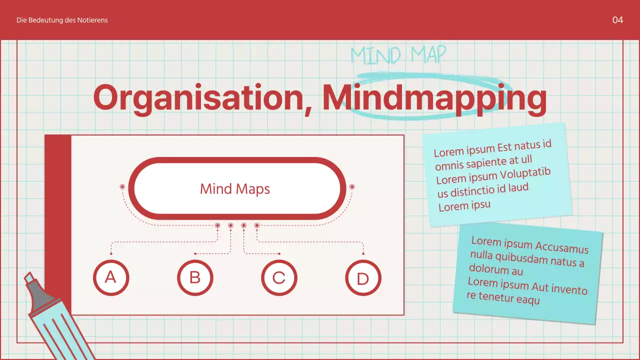 Ein Leitfaden für einfache Notizen in Hellblau und Blau
