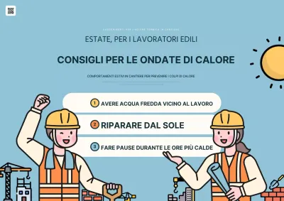 Informazioni su come preparare il luogo di lavoro all'ondata di caldo estivo in azzurro e giallo