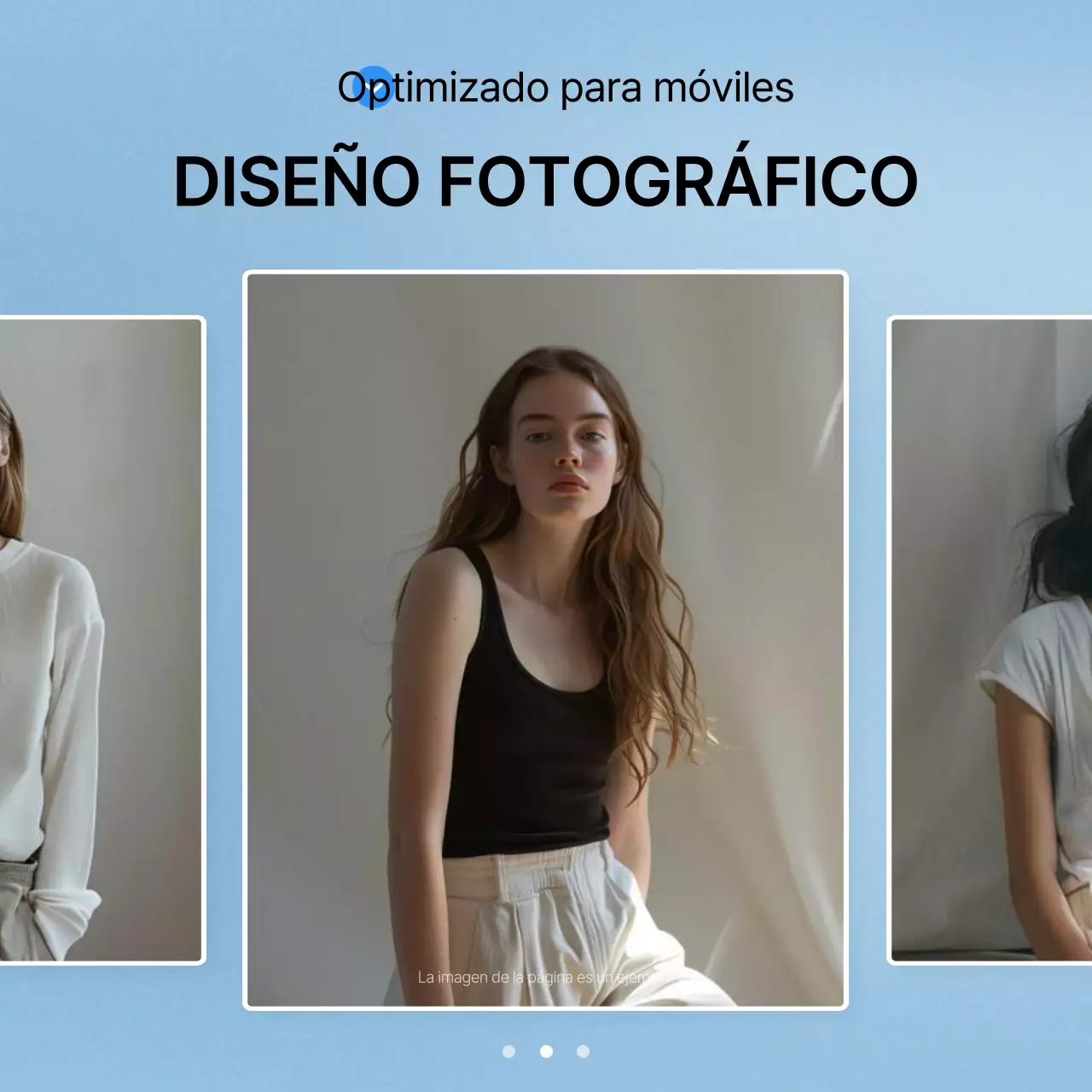 Promueva un diseño fotográfico de moda en azul y blanco