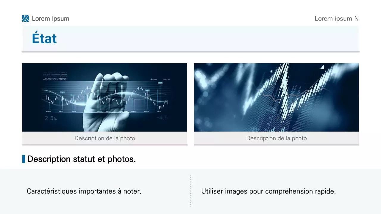 Une présentation simple de rapport imprimable en bleu et blanc