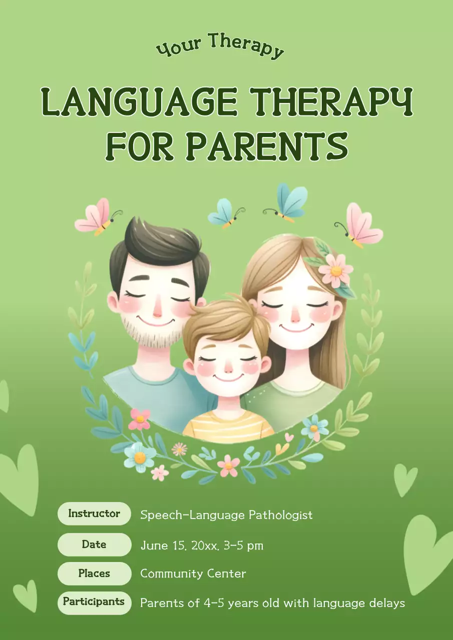 Green Minimal Therapy Announcement Poster