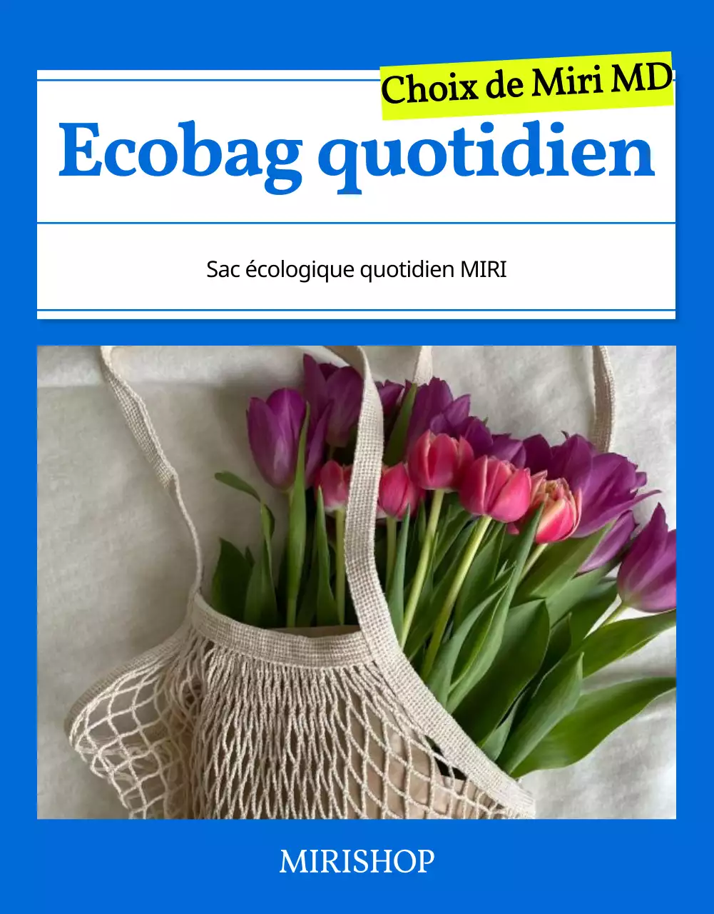 Sac écologique de mode estivale simple en bleu expliqué