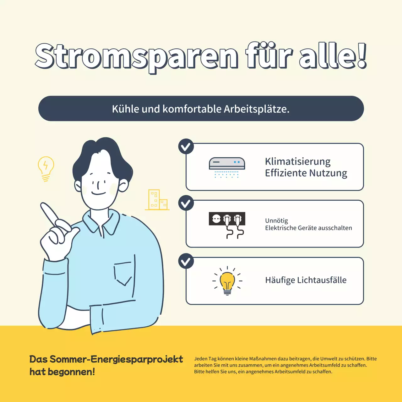 Die einfache Sommer-Energiespar-Werbung von Yellow and Ivory.
