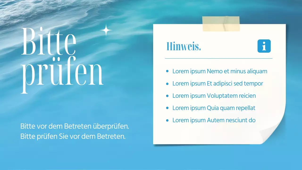 Ankündigung für einen trendigen Surfshop in Hellblau