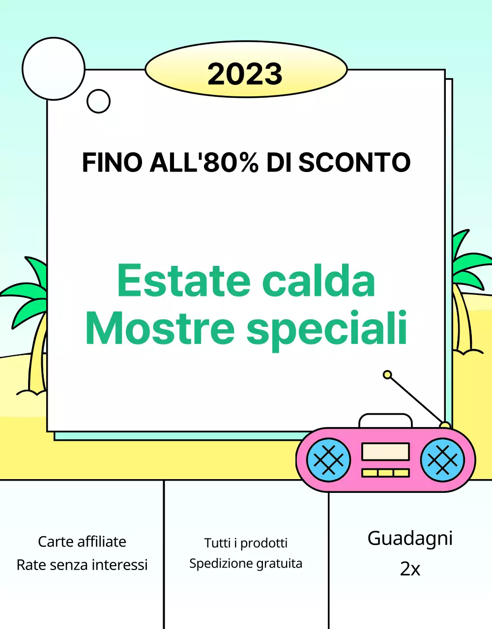 Promuovere un'estate tropicale in azzurro e rosa