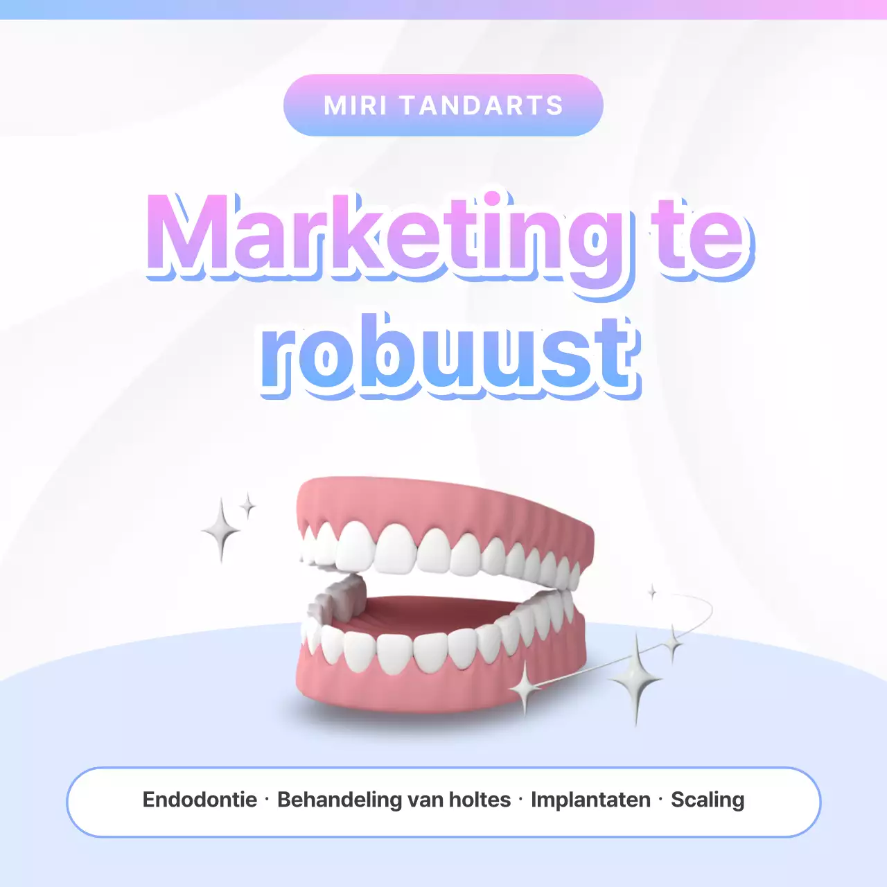 Kitscherige tandartspromotie in lichtblauw en roze