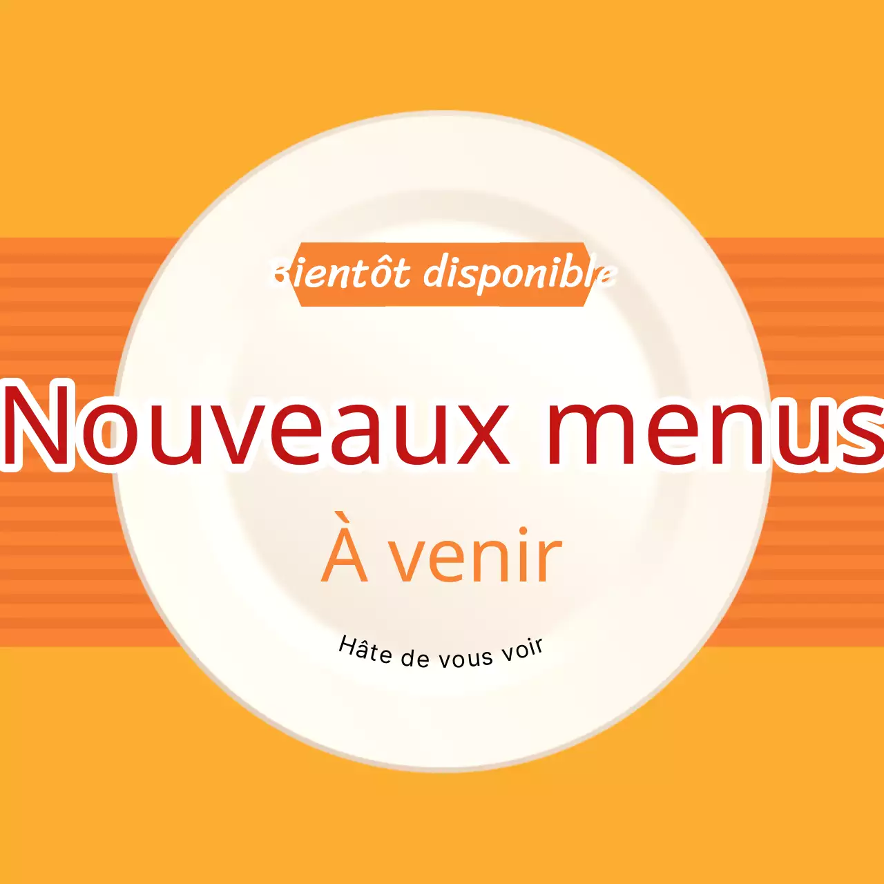 Promouvoir le lancement prochain d'un nouveau menu avec des couleurs simples rouge et orange