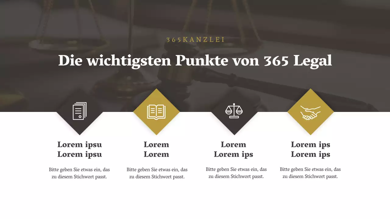 Einfaches braunes und weißes Firmenprofil einer Anwaltskanzlei