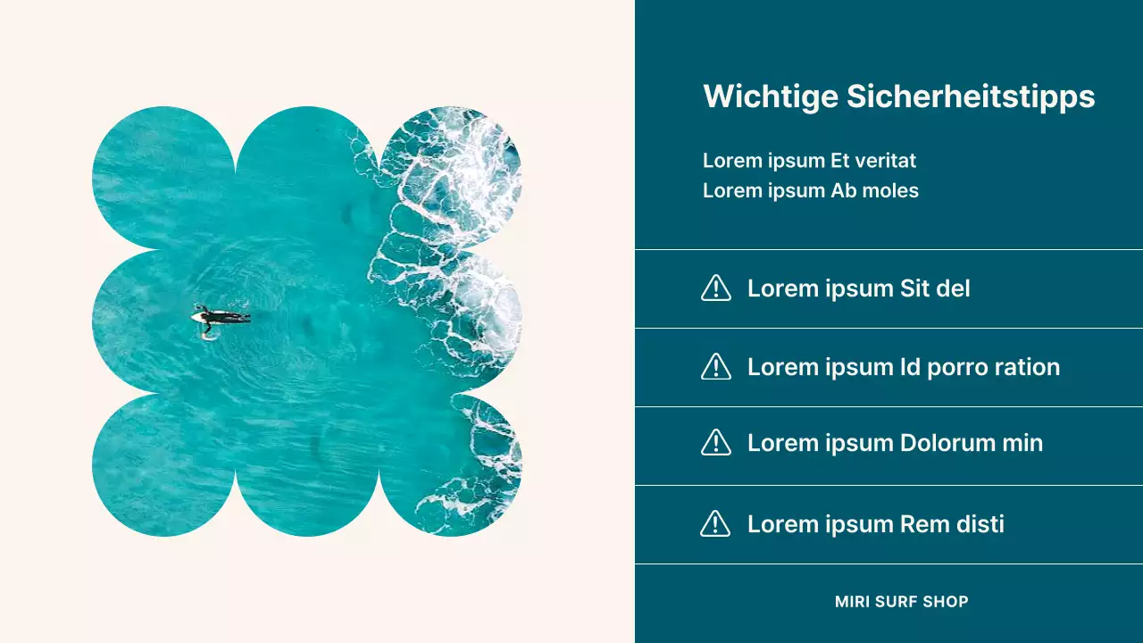 Über das trendige Surfshop-Layout in Blau