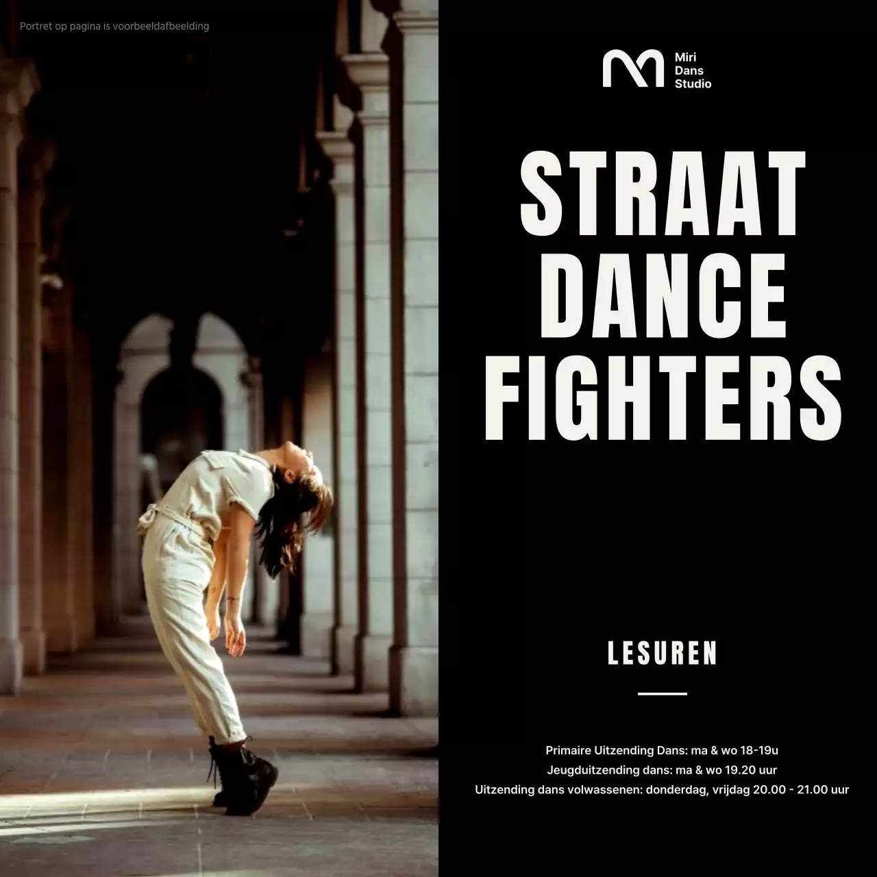 Promoot moderne danslessen in zwart-wit