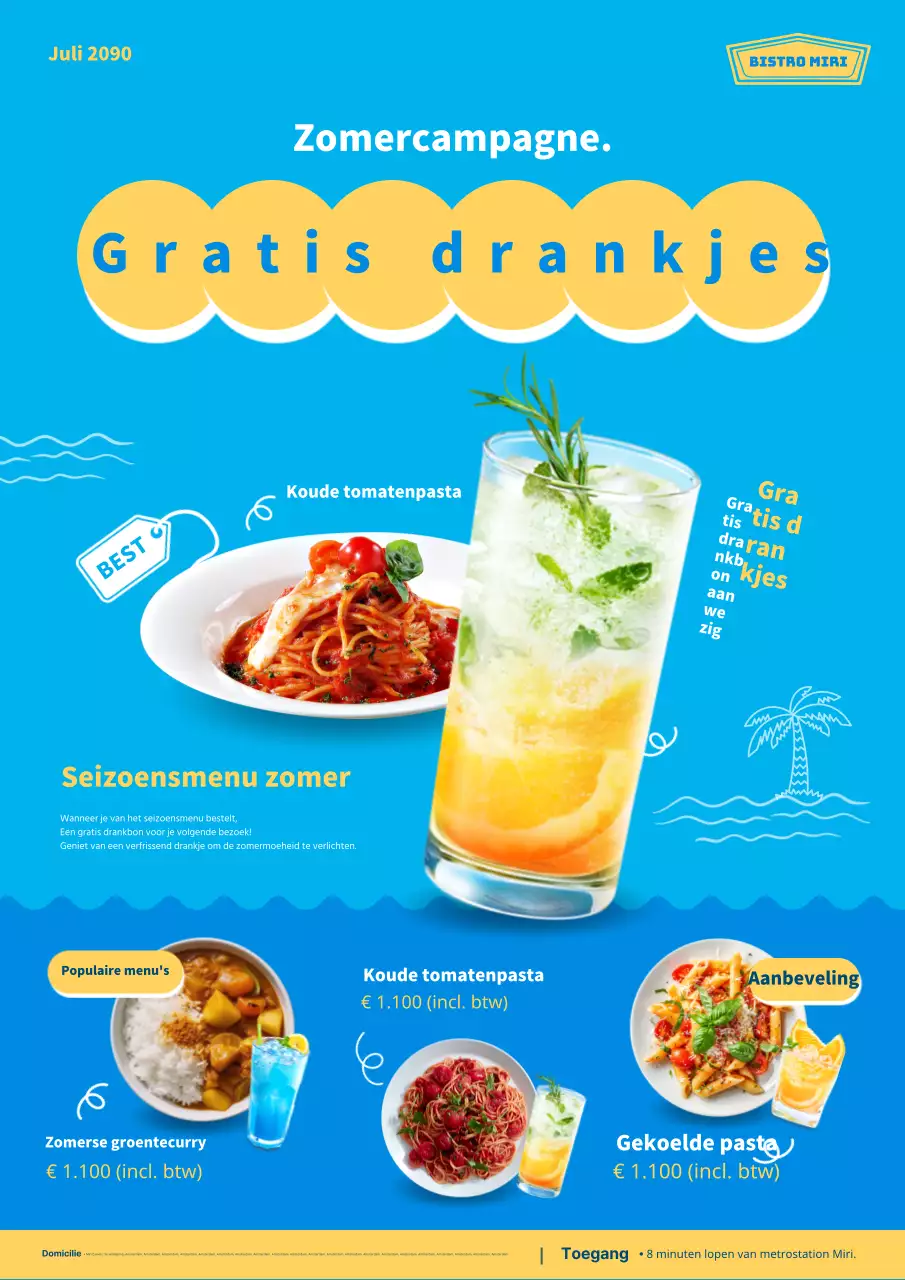 Promoot de mooie blauwe en gele kleuren van zomerse seizoensproducten.