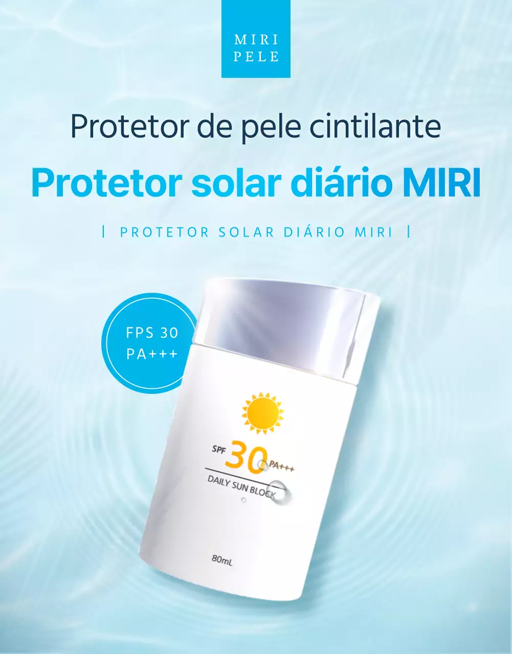 Promover protectores solares sazonais de verão em tons modernos de menta e azul claro
