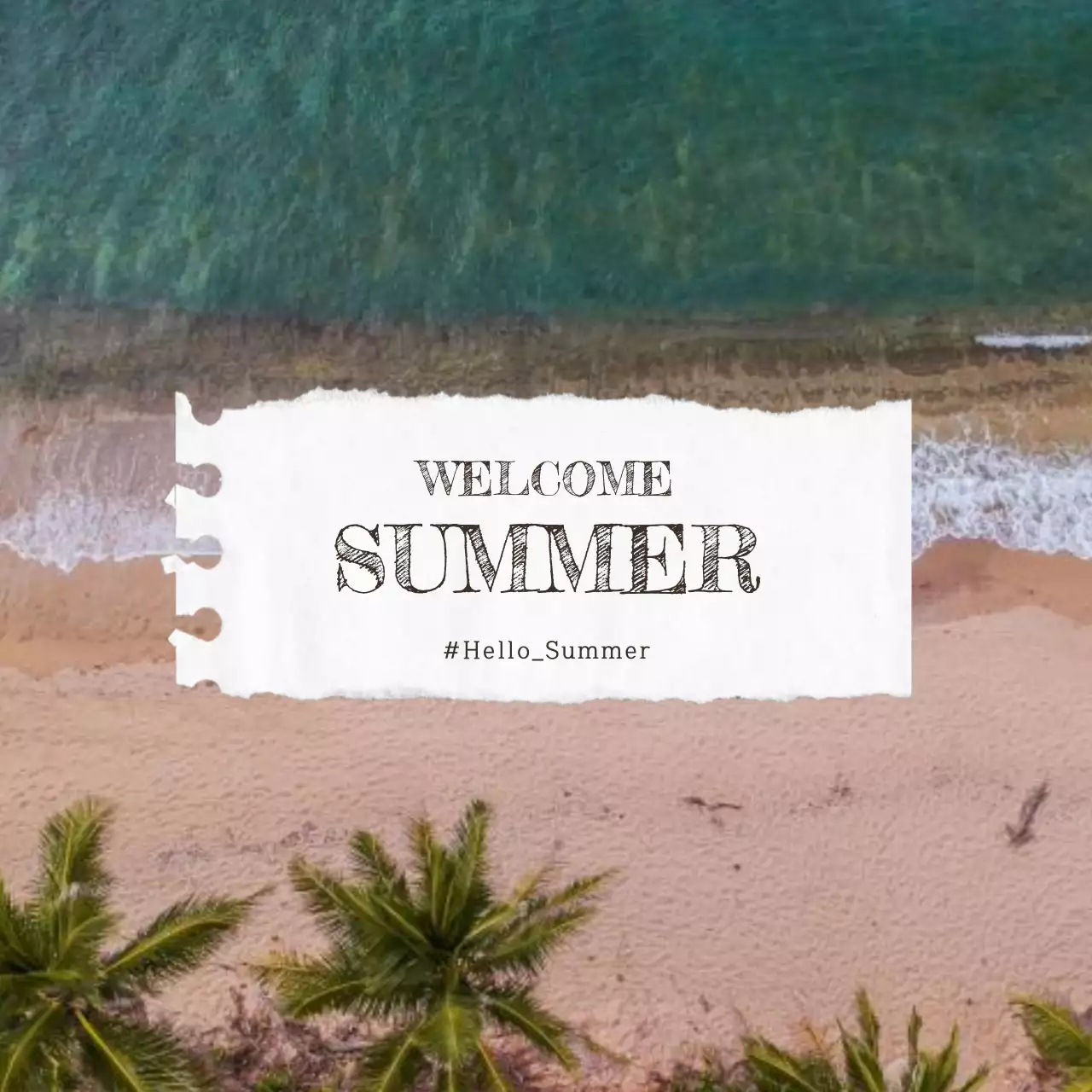 Green Tropical Summer Announcement Social Media Post