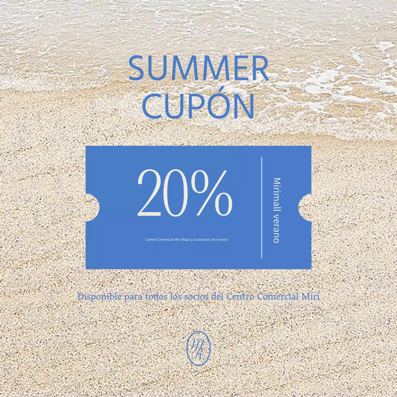 Un sencillo anuncio de rebajas de verano en azul claro y azul