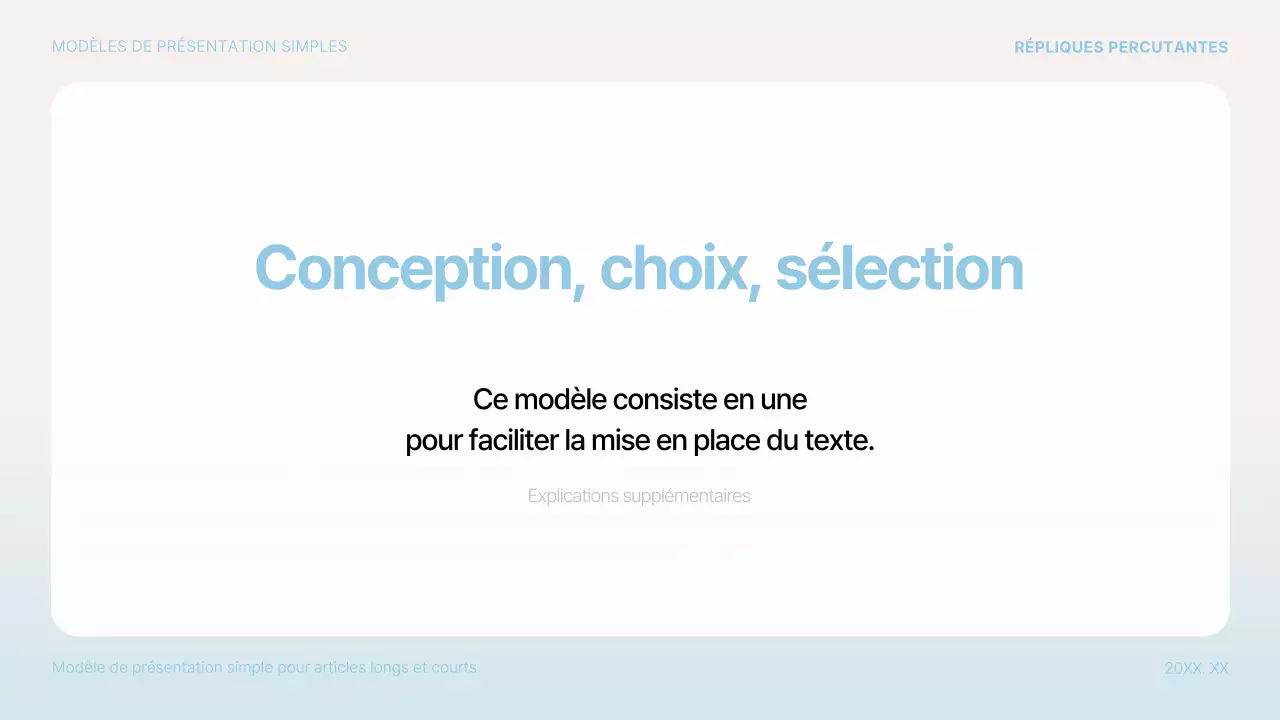 Proposition de présentation simple en bleu clair et blanc