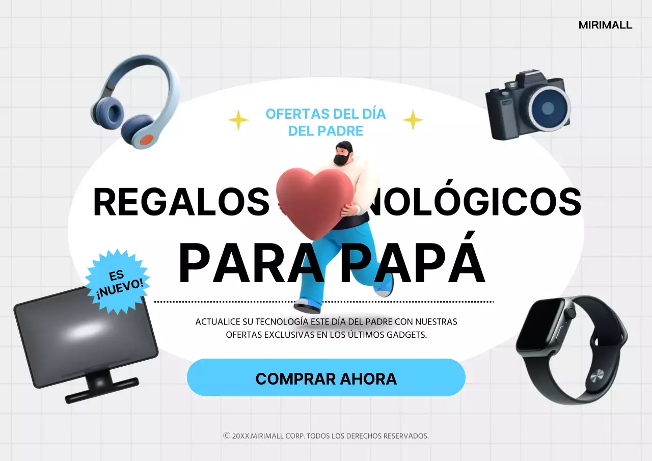 Un sencillo anuncio del Día del Padre en gris y azul claro