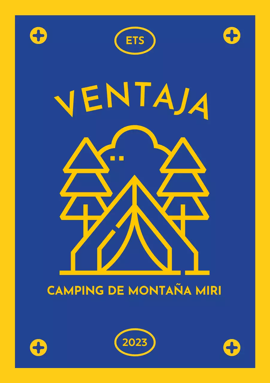Diseño con iconos de camping en forma de bandera